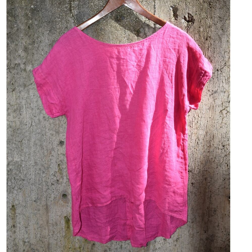 Terzo Millennio Fuchsia Linen High-Low Button Back Top – Women’s Size S